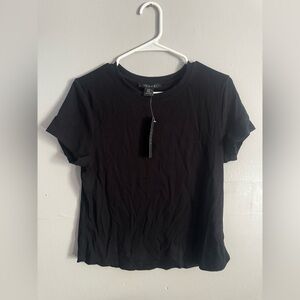 Tahari Black Short Sleeve Crewneck Tee